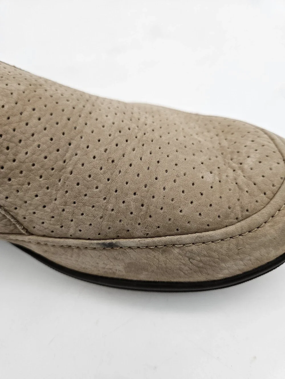 Mephisto Adelio  Men Beige Nubuck Perforated Moc Toe Loafers 13 made in Portugal